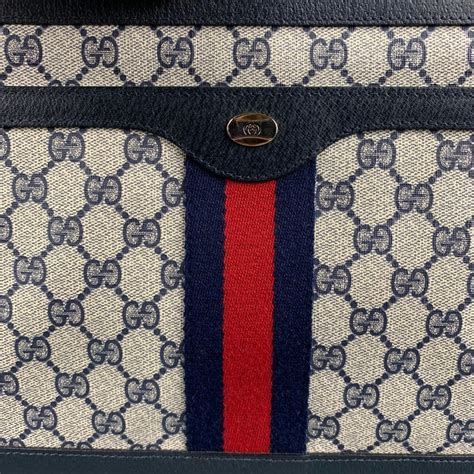 Vintage GUCCI Sherry Web Ophidia Accordion Navy & White